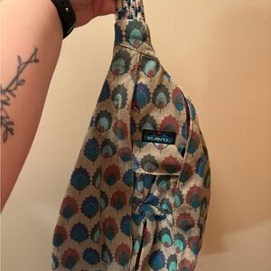 Kavu Teal and Beige Patterned Shoulder Bag